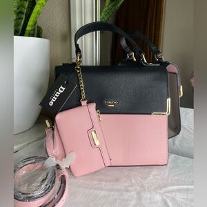 Dune London Elegant Black and Pink Satchel Set